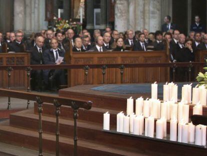 El presidente alem&aacute;n Joachim Gauck durante el funeral en Colonia (Alemania) por el accidente de Germanwings el pasado 17 de abril.