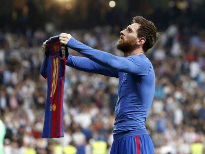 Messi, tras marcar el gol de la victoria en el clásico.