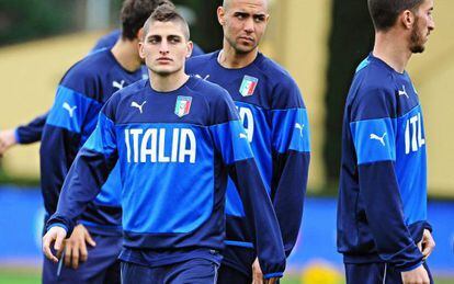 Verratti en el entrenamiento de Italia.