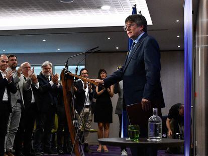 Carles Puigdemont, durante un acto en Bruselas a inicios de septiembre.