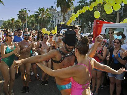 Participantes en el Pride Barcelona, este sábado por la tarde