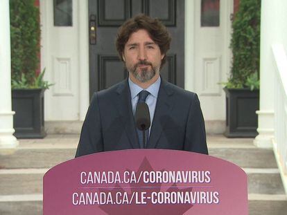 Justin Trudeau, primer ministro canadiense, durante una rueda de prensa el martes 2 de junio.