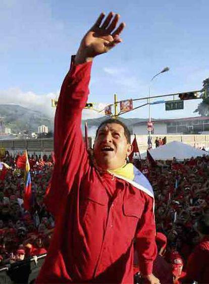 El presidente venezolano, Hugo Chávez, en la campaña para su reelección.