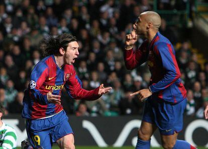 Messi marca en el campo del Celtic y Henry manda callar al público en la Champions de 2008