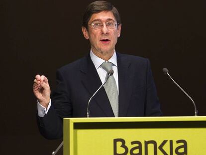 El presidente de Bankia, José Ignacio Goirigolzarri, en la junta general de accionistas de la entidad de 2012.