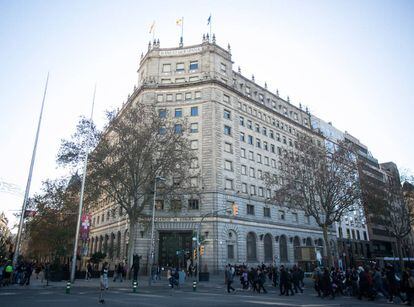 Edifici del Banc d'Espanya a la plaça Catalunya de Barcelona.