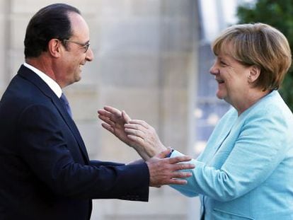Merkel y Hollande, el 6 de julio en Par&iacute;s.