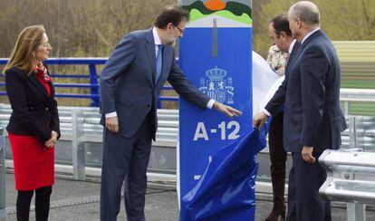 Rajoy, ahir, durant la inauguració d'una autovia entre Navarra i La Rioja.