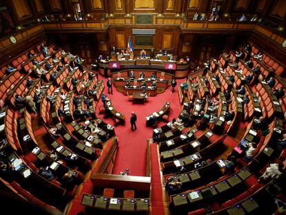 Vista del Senado italiano durante una comparecencia del primer ministro, Giuseppe Conte, el pasado 28 de julio.