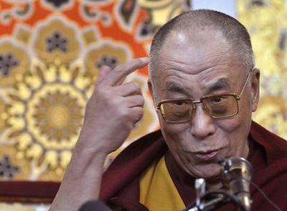 El Dalai Lama durante la conferencia de prensa en Dharamsala