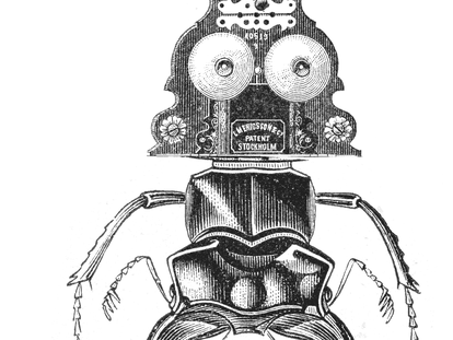 'Collage' de Eduardo Stupía que va con el texto de Daniel Samoilovich sobre los escarabajos peloteros en 'El libro de las fábulas'.