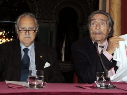 Azkuna (izquierda) y Quadra-Salcedo, en la presentaci&oacute;n de la pr&oacute;xima edici&oacute;n de la Ruta Quetzal.