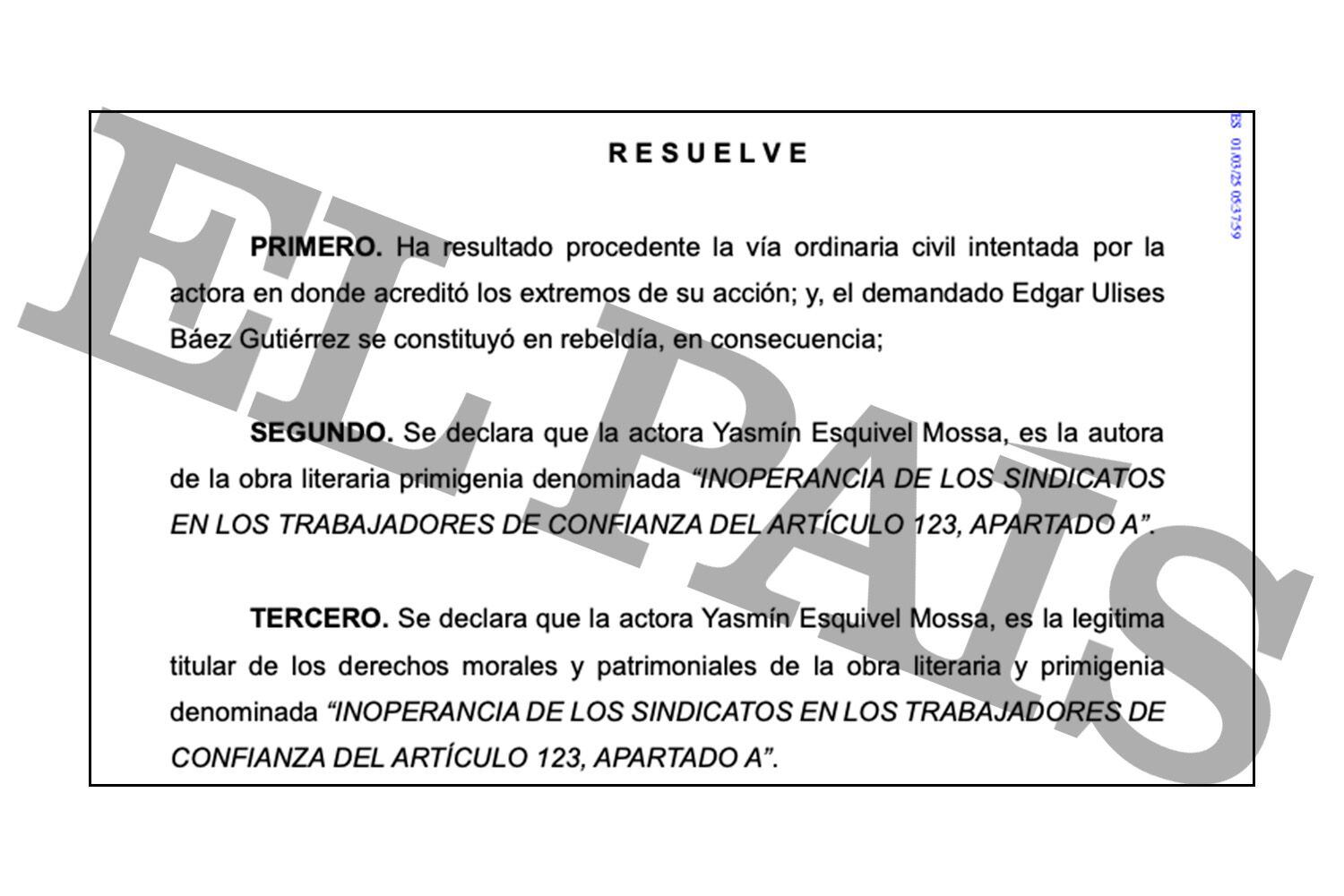 Fragmento de la sentencia de la jueza María Magdalena Malpica Cervantes.
