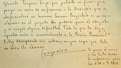Carta inédita de Cunqueiro escrita desde la Prisión Provincial de Lugo.