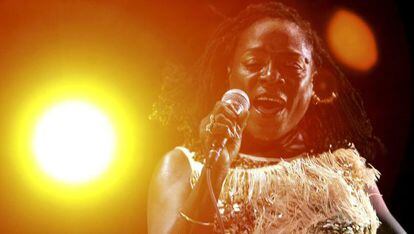 Sharon Jones, durante el concierto de la primera del Festival de Jazz de San Sebastián.