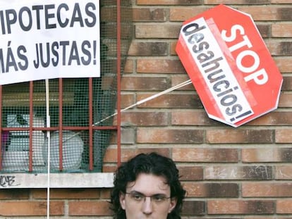 Protesta antidesahucio en Madrid.