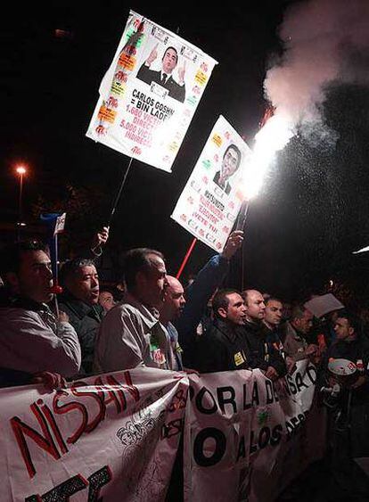 Manifestación de trabajadores de Nissan ayer en Barcelona.