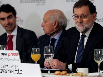El presidente del Gobierno, Mariano Rajoy, durante su participación en un desayuno informativo.