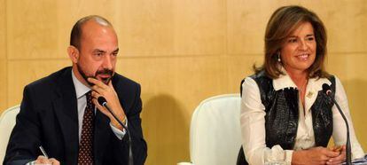 Miguel Ángel Villanueva y Ana Botella, durante la rueda de prensa.