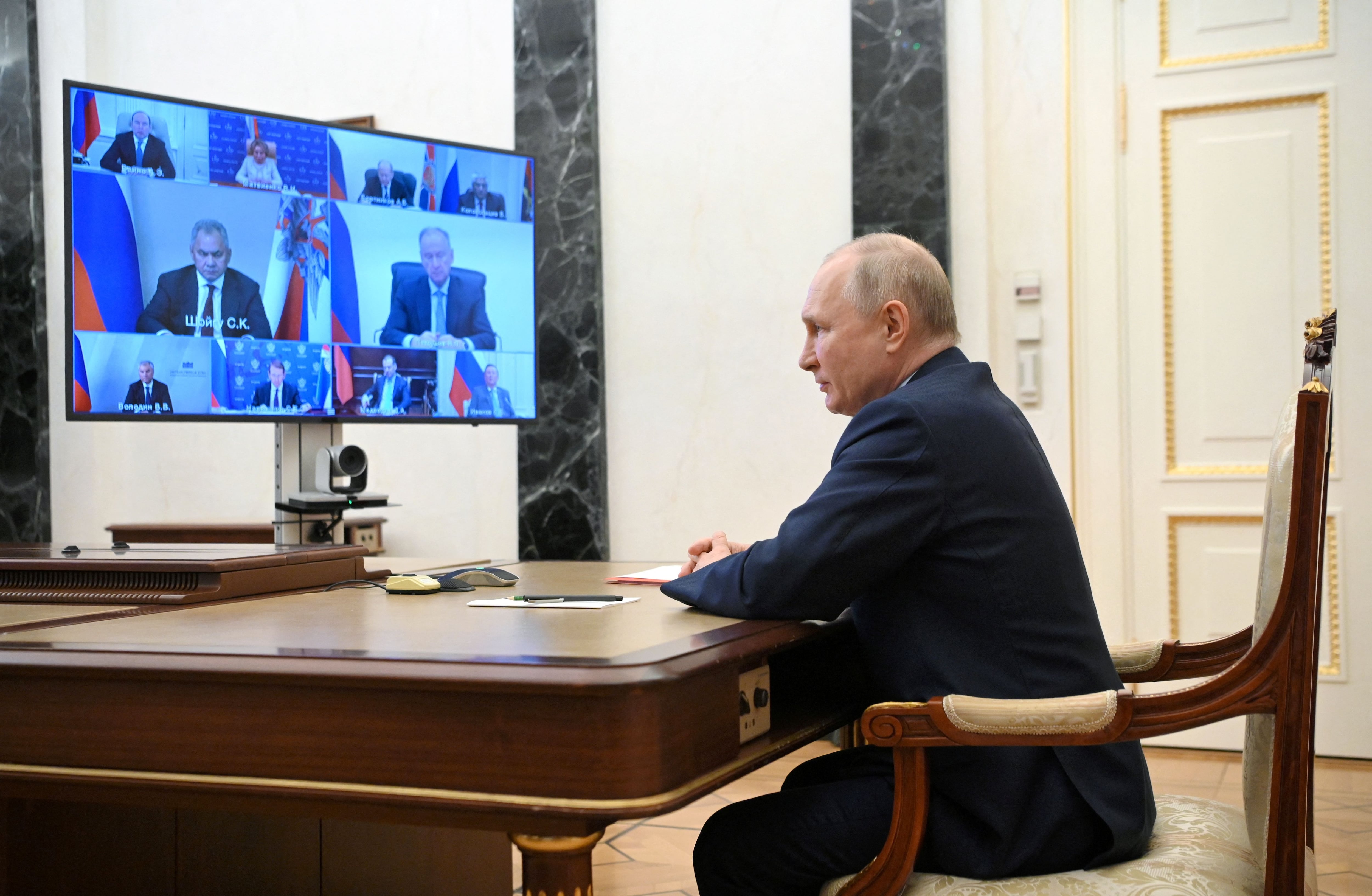 El presidente ruso, Vladímir Putin, durante una videoconferencia.
