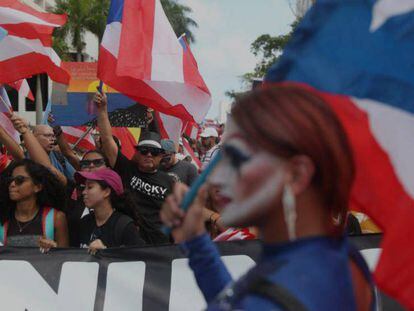 Un grupo de manifestantes el pasado mes de julio en San Juan.