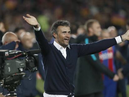 Luis Enrique celebra la remontada ante el PSG. 