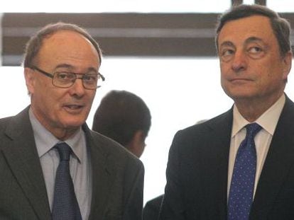 Luis Mar&iacute;a Linde y Mario Draghi