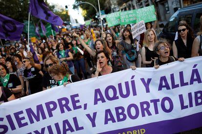 Manifestación en Madrid, en 2019, por el Día Internacional por la Despenalización del Aborto y la Defensa de los Derechos Sexuales y Reproductivos de las mujeres.