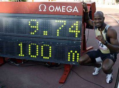 Asafa Powell, ayer en Rieti.