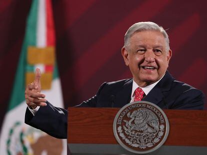 El presidente de México, Andrés Manuel López Obrador, durante la conferencia de prensa matutina en Palacio Nacional, en Ciudad de México (México).