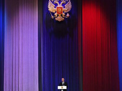 Vlad&iacute;mir Putin, durante una gala en el Kremlin, este jueves.
