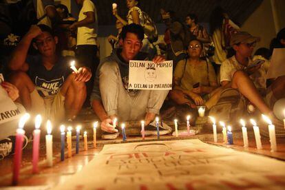 Manifestación el pasado martes en el homenaje a Dilan Cruz, en la ciudad de Cali.