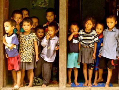 Niños de una comunidad de Nepal participante en el programa ASAP.