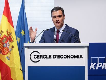 Intervención de Pedro Sánchez ayer en el Cercle d'Economia en Barcelona.