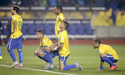 Los jugadores de Brasil tras caer eliminados en la Copa América
