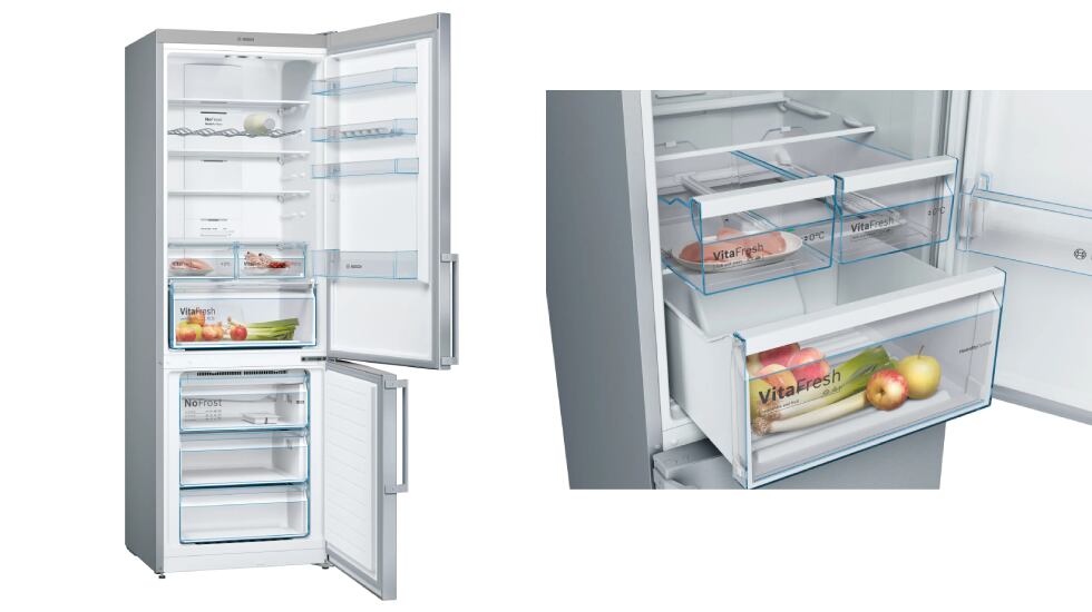 Detalle interior del frigorífico combinado XXL de Bosch Serie 4.