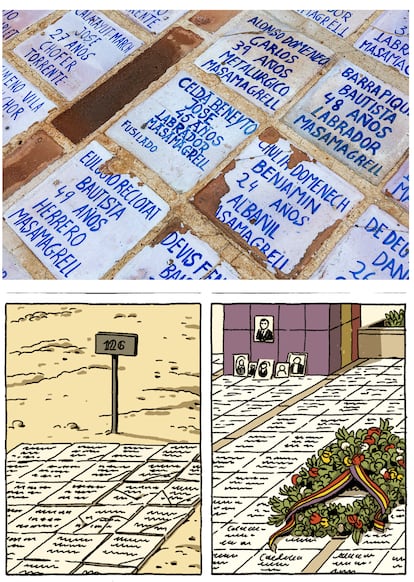 Lápidas del cementerio de Paterna, que recuerdan a las víctimas de los fusilamientos.