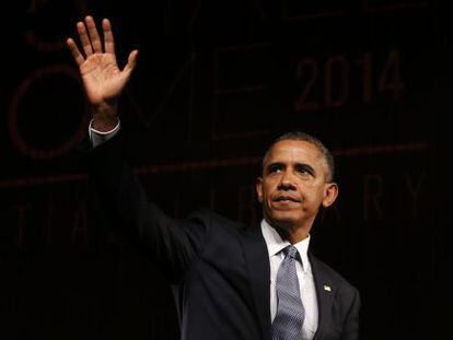 Barack Obama durante la conmemoraci&oacute;n del 50 aniversario de la Ley de Derechos Civiles. 