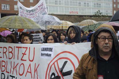 Protesta de trabajadores de Lanbide, en Vitoria.