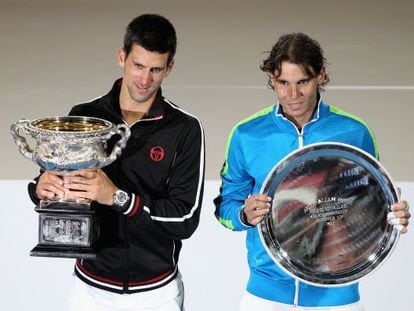 Novak Djokovic y Rafa Nadal, en la final del Open de Australia de 2012.