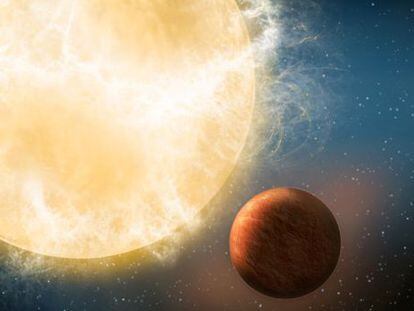 Ilustraci&oacute;n del planeta Kepler 78b en torno a su estrella.