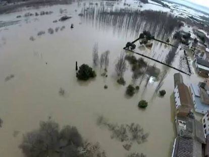 El desbordamiento del Ebro visto desde el aire.