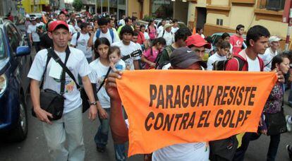 Seguidores de Lugo se manifiestan en Asunción el 15 de agosto.
