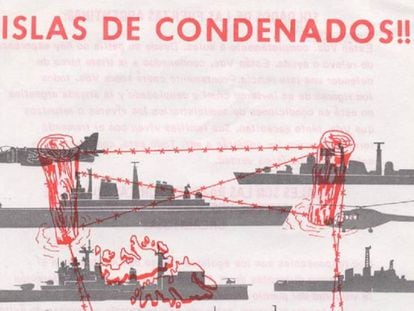 Detalle del panfleto lanzado por los británicos sobre soldados argentinos durante la Guerra de Malvinas.