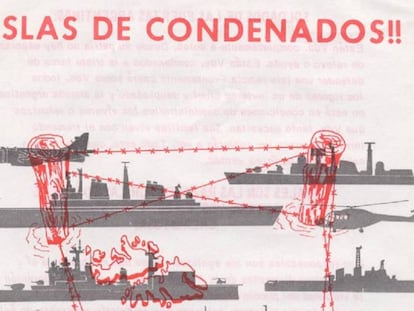 Detalle del panfleto lanzado por los británicos sobre soldados argentinos durante la Guerra de Malvinas.