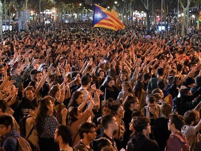 Thousands of people take to the streets of Barcelona in the fourth consecutive day of protests.