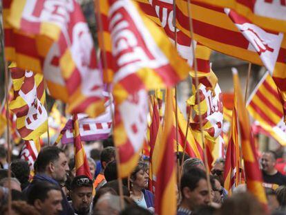 Manifestaci&oacute; del Dia dels Treballadors a Barcelona.