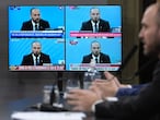 Argentina�s Economy Minister Martin Guzman delivers a press conference at Casa Rosada announcing measures during the outbreak of the new Coronavirus, COVID-19, in Buenos Aires, Argentina on March 17, 2020. (Photo by JUAN MABROMATA / AFP)