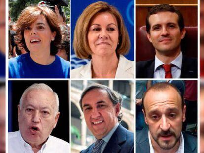 Soraya Sáenz de Santamaría, María Dolores de Cospedal, Pablo Casado, José Manuel García Margallo, José Ramón García Hernández y Elio Cabanes.