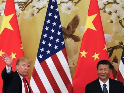 El presidente de EE UU, Donald Trump (izq.) y su hom&oacute;logo chino, Xi Jingping (der.) el pasado 9 de noviembre en Pek&iacute;n.
